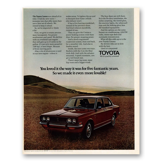 1971 Toyota Corona You Loved It the Way It Was Five Fantastic Vintage Magazine Print Ad