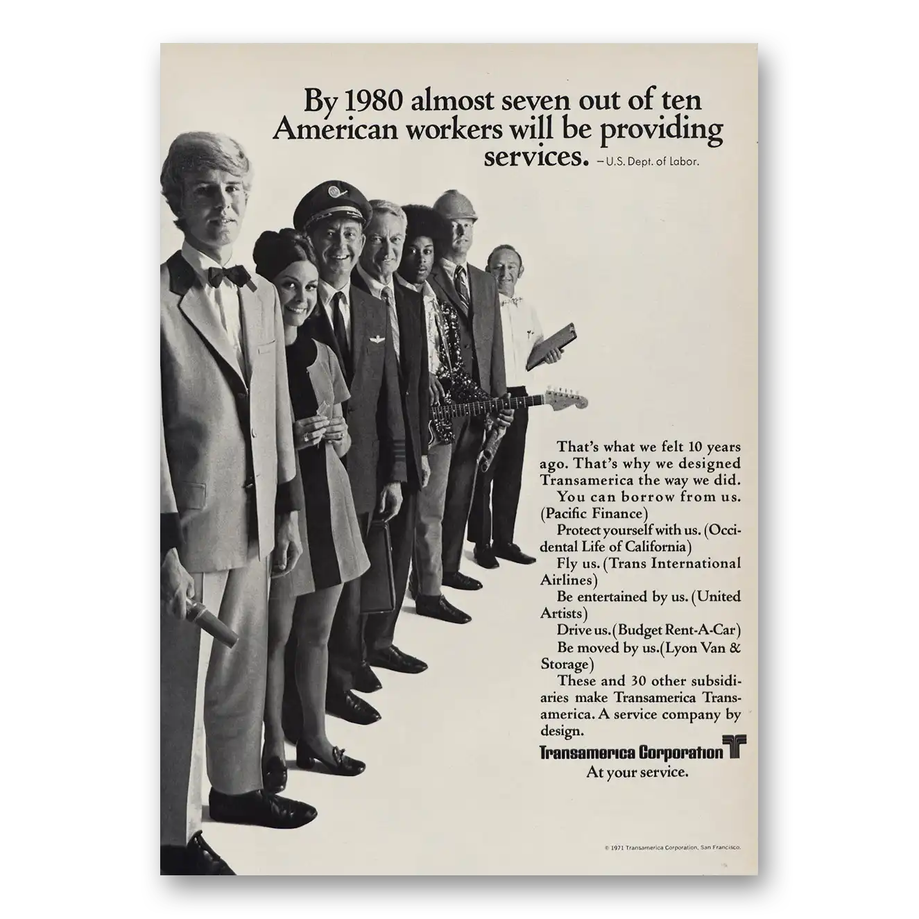 1971 Transamerica Seven Out of Ten American Workers Vintage Magazine Print Ad