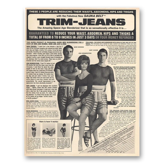 1971 Trim Jeans Space Age Slenderizer Vintage Magazine Print Ad