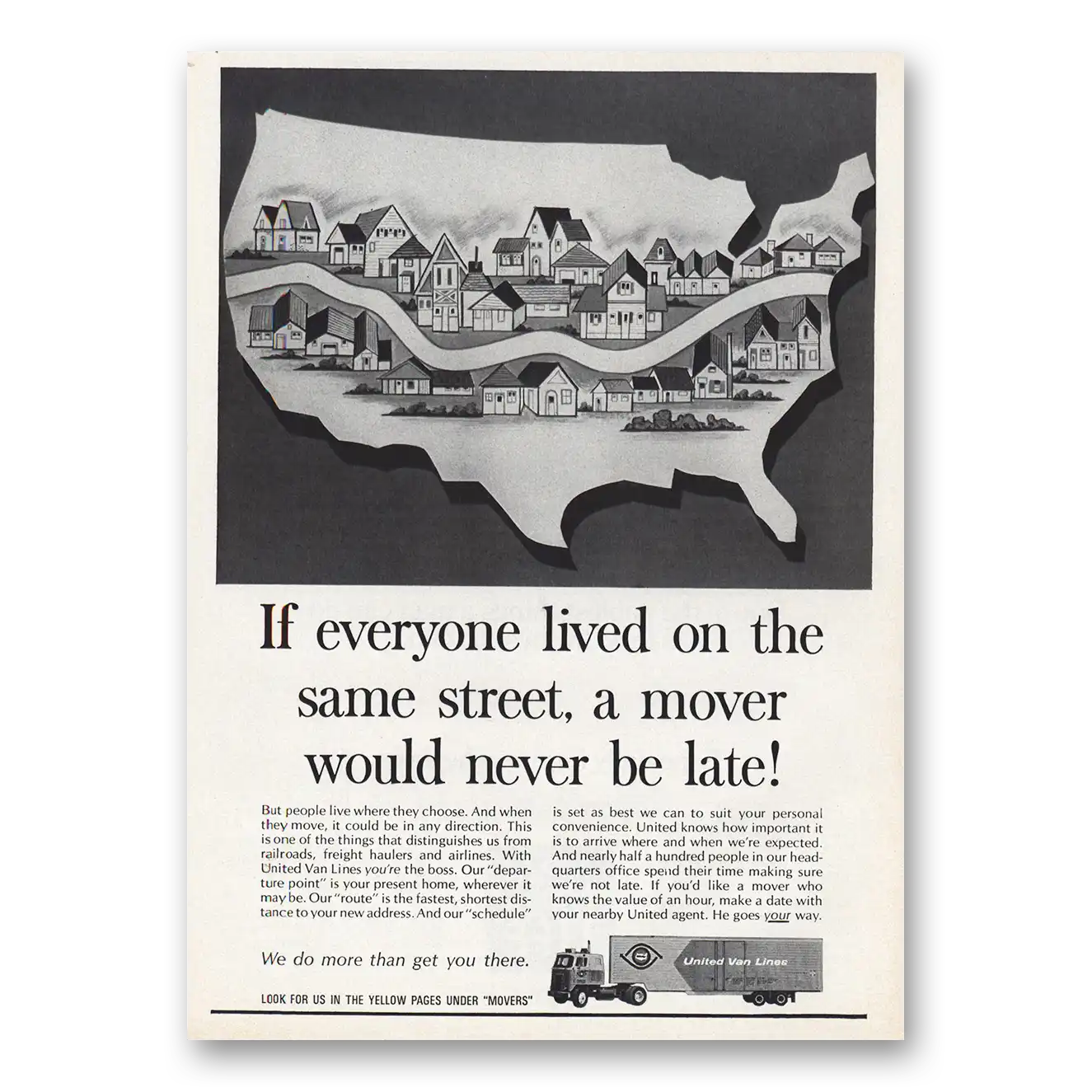 1971 United Van Lines Everyone Lived On Same Street Vintage Magazine Print Ad