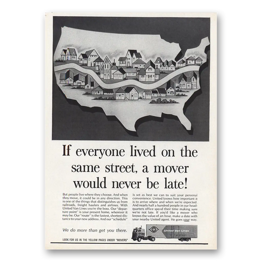 1971 United Van Lines Everyone Lived On Same Street Vintage Magazine Print Ad