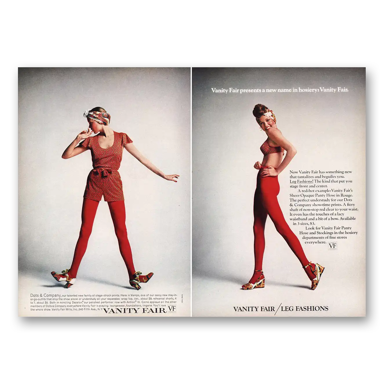 1971 Vanity Fair Leg Fashions Vintage Magazine Print Ad