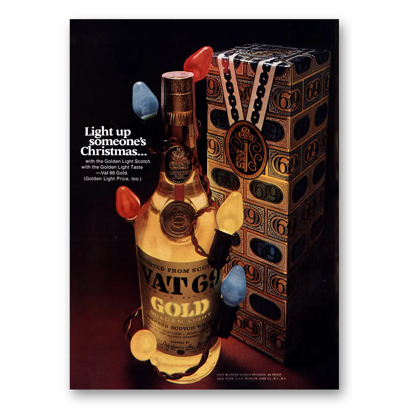 1971 VAT69 Light Up Someones Christmas Vintage Magazine Print Ad