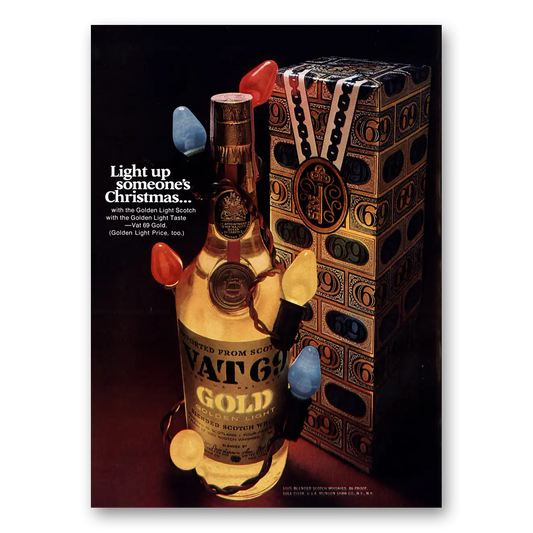 1971 VAT69 Light Up Someones Christmas Vintage Magazine Print Ad