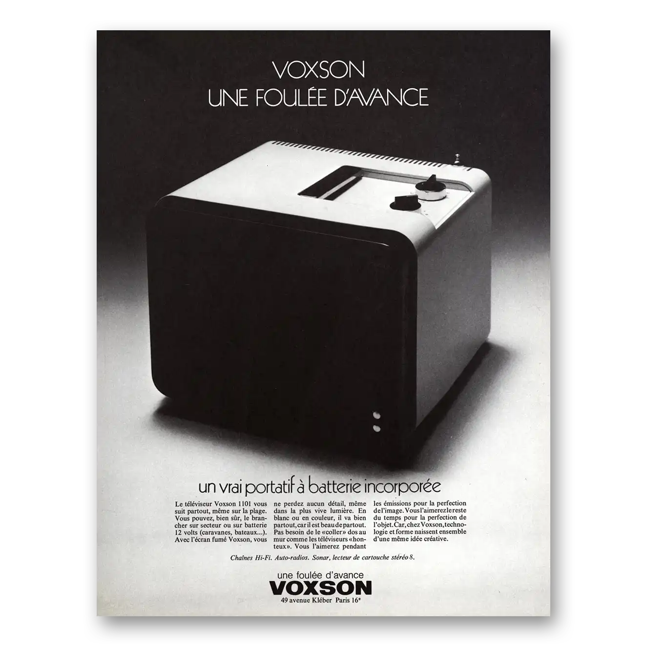 1971 Voxson Une Foulee Davance French Vintage Magazine Print Ad