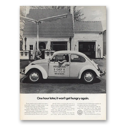 1970 Volkswagen Beetle Hong Kong Chef Vintage Magazine Print Ad