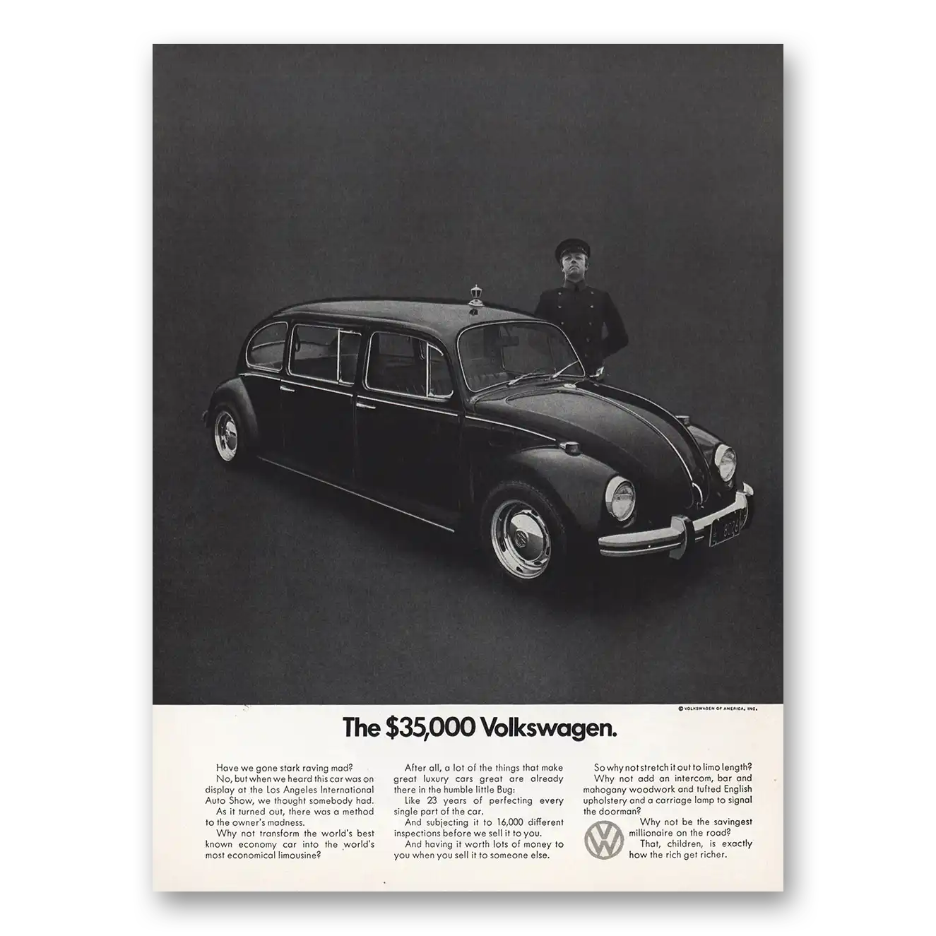 1971 Volkswagen Beetle Gone Stark Raving Mad Vintage Magazine Print Ad