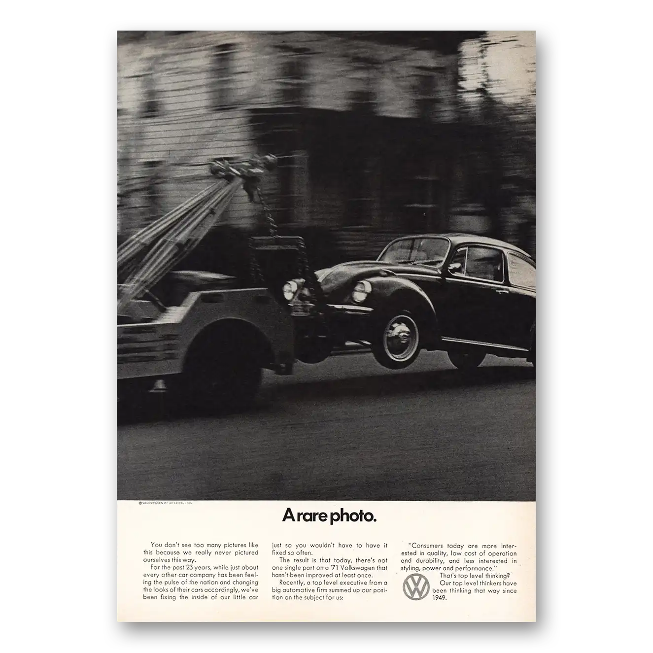 1971 Volkswagen Beetle Rare Photo Vintage Magazine Print Ad