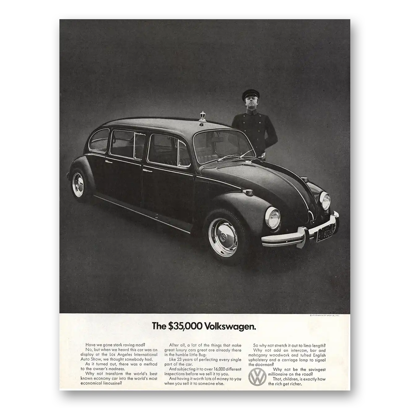 1971 Volkswagen Beetle Stark Raving Mad Vintage Magazine Print Ad