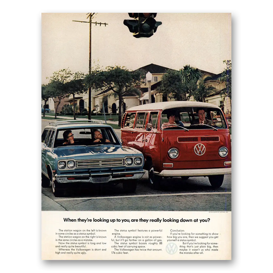 1971 Volkswagen Station Wagon Are They Really Looking Down at You Vintage Magazine Print Ad