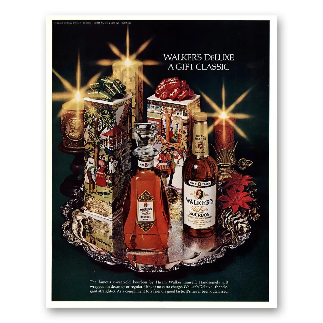 1971 Hiram Walker Walkers Bourbon Gift Classic Vintage Magazine Print Ad