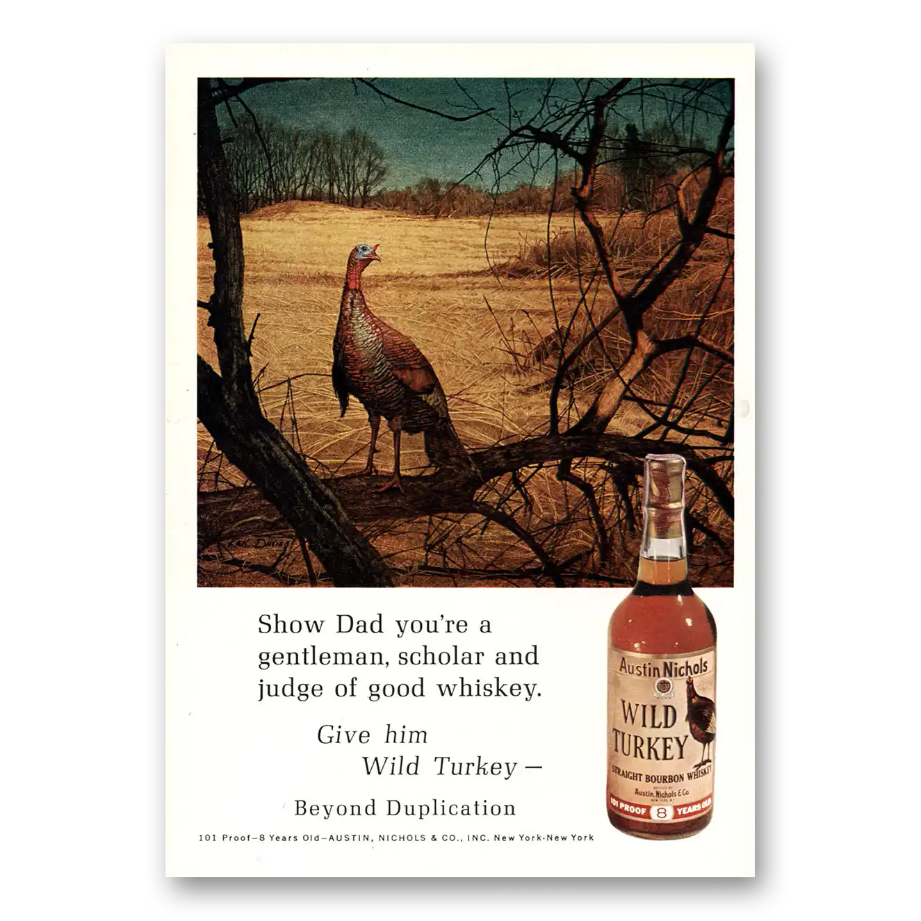 1971 Wild Turkey Bourbon Whiskey Show Dad Gentleman Scholar Vintage Magazine Print Ad