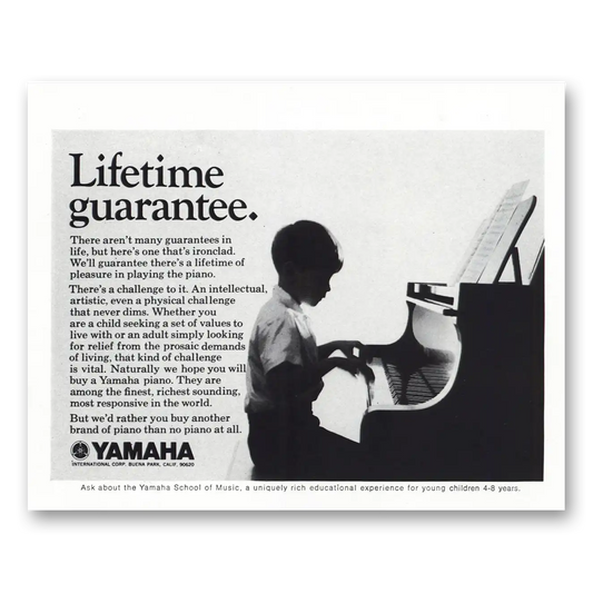 1971 Yamaha Piano Lifetime Guarantee Vintage Magazine Print Ad