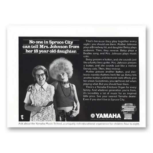 1971 Yamaha Organ Spruce City Mrs Johnson Vintage Magazine Print Ad