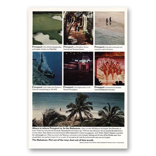 1972 Abaco Bahamas Where Freeport Is Vintage Magazine Print Ad