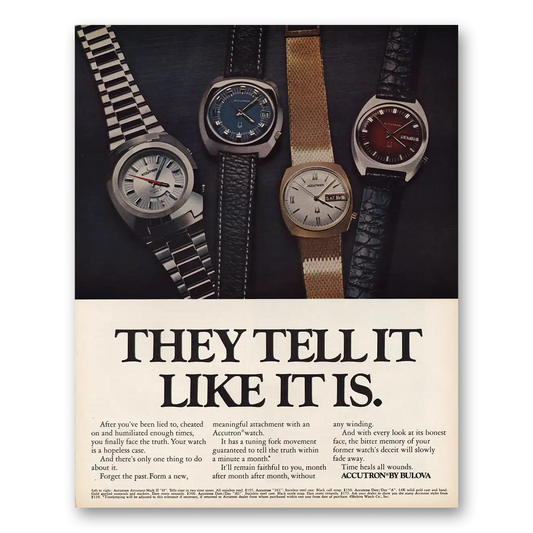 1972 Accutron Watch They Tell It Like It Is Vintage Magazine Print Ad