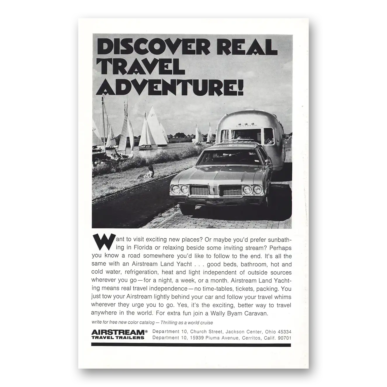 1972 Airstream Trailers Real Travel Adventure Sailboats Vintage Magazine Print Ad