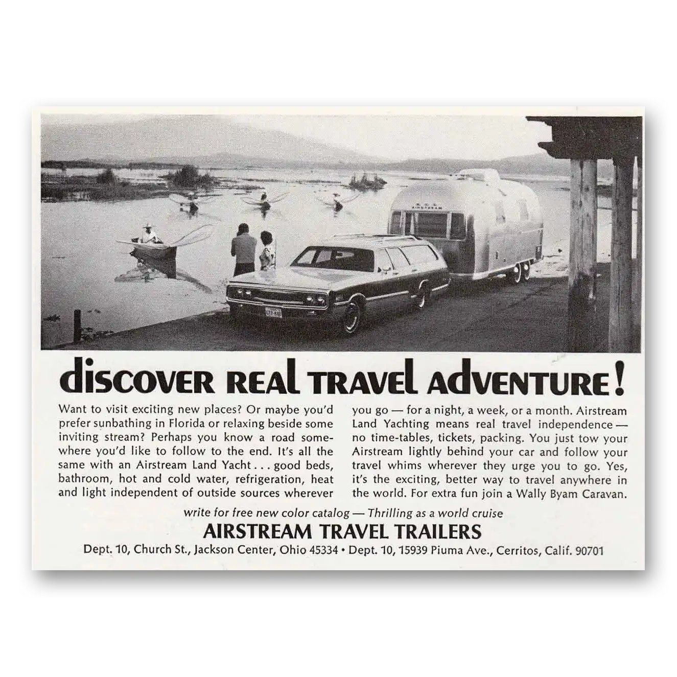 1972 Airstream Trailers Boats Exciting New Places Vintage Magazine Print Ad