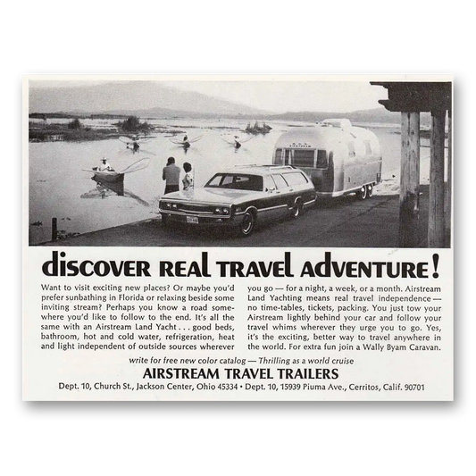 1972 Airstream Trailers Boats Exciting New Places Vintage Magazine Print Ad