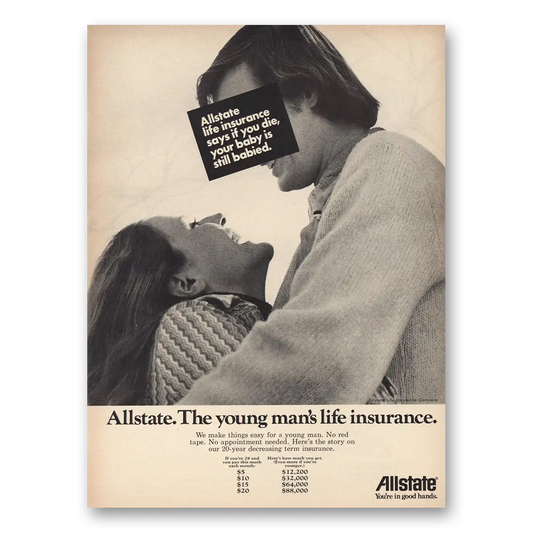 1972 Allstate Insurance Young Mans Life Insurance Vintage Magazine Print Ad