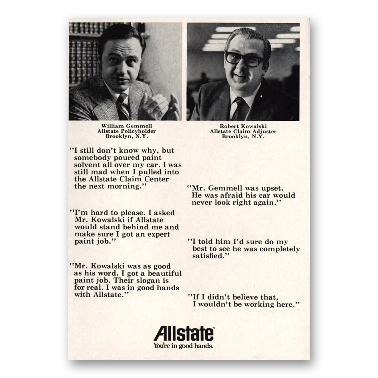 1972 Allstate Insurance William Gemmell Robert Kowalski Vintage Magazine Print Ad