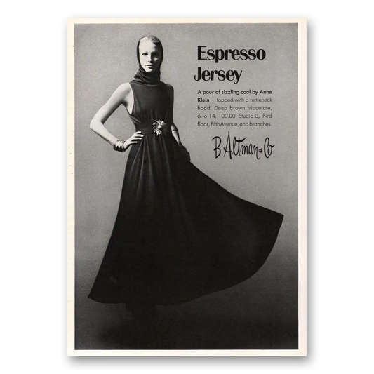 1972 B Altman Espresso Jersey Vintage Magazine Print Ad