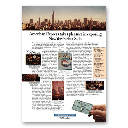 1972 American Express Exposing New Yorks East Side Vintage Magazine Print Ad