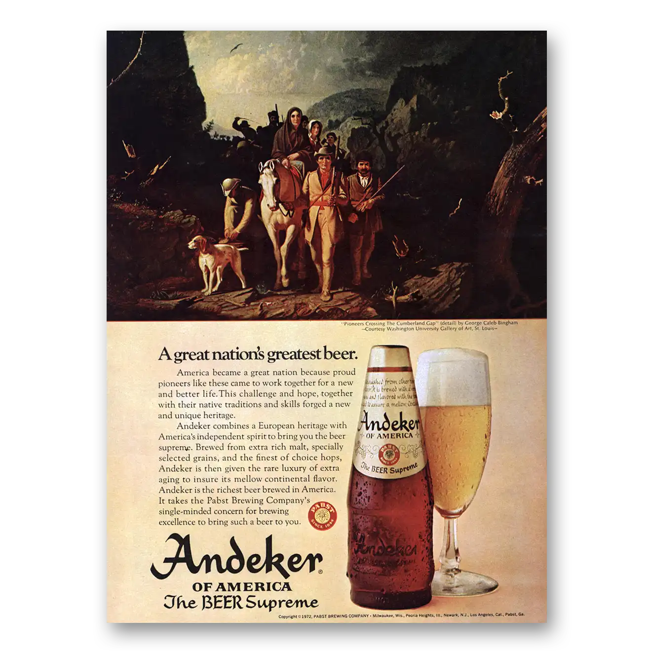 1972 Andeker Beer Great Nations Greatest Beer Vintage Magazine Print Ad