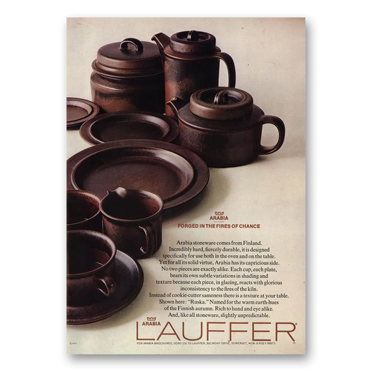 1972 Arabia Stoneware Forged In the Fires of Chance Vintage Magazine Print Ad