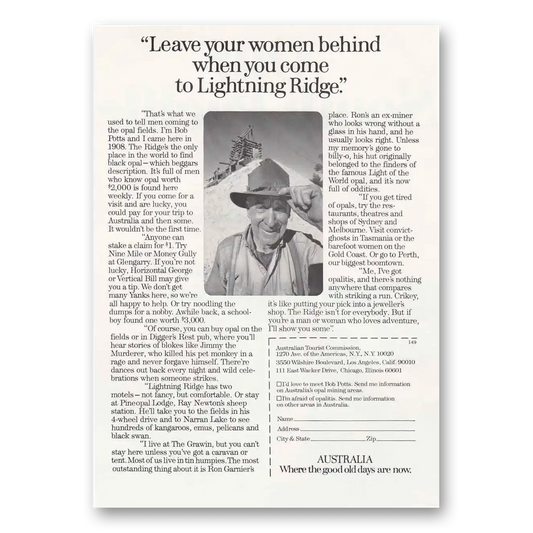 1972 Australia Leave Your Women Behind Lightning Rid Vintage Magazine Print Ad