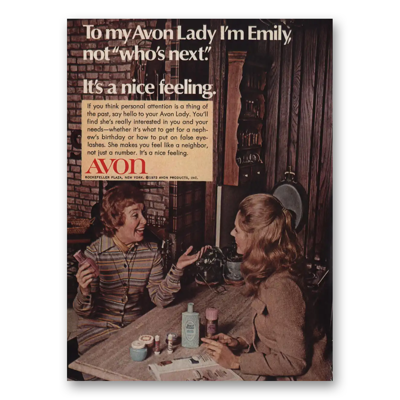 1972 Avon To My Avon Lady Im Emily Vintage Magazine Print Ad