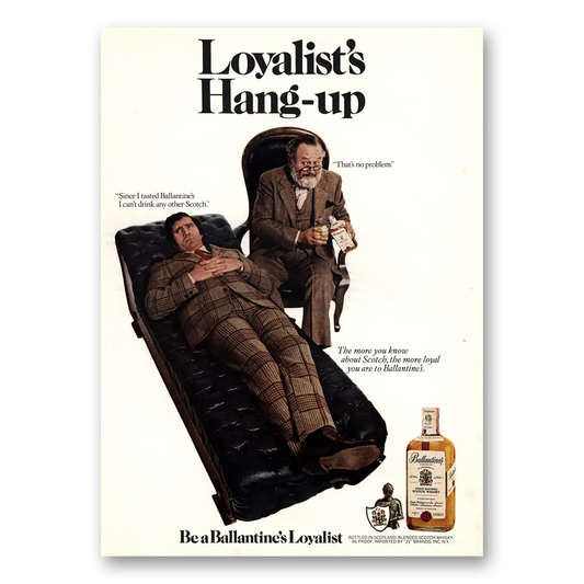 1972 Ballantines Ale Loyalists Hang Up Vintage Magazine Print Ad