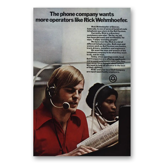 1972 AT&T Bell Telephone Rick Wehmhoefer Vintage Magazine Print Ad