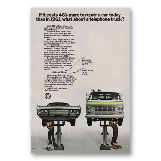 1972 AT&T Bell Telephone Truck Car Vintage Magazine Print Ad