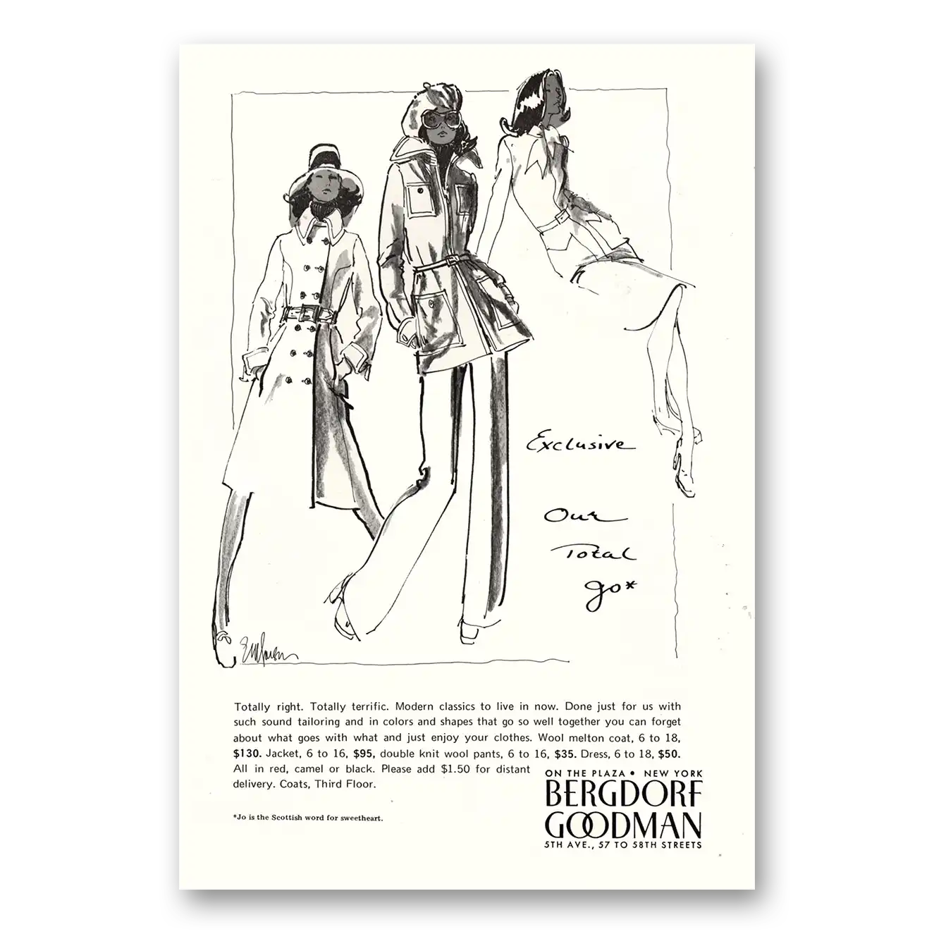 1972 Bergdorf Goodman Totally Right Totally Terrific Vintage Magazine Print Ad