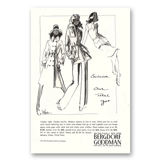 1972 Bergdorf Goodman Totally Right Totally Terrific Vintage Magazine Print Ad