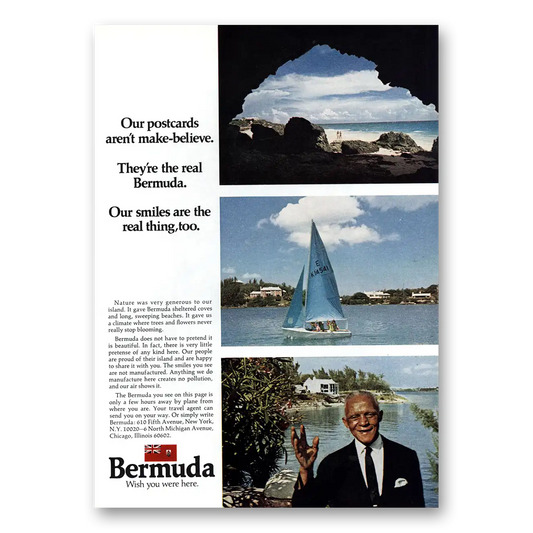 1972 Bermuda Our Postcards Arent Make Believe Vintage Magazine Print Ad