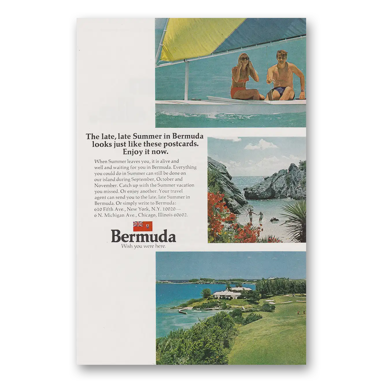 1972 Bermuda Late Summer in Bermuda Vintage Magazine Print Ad