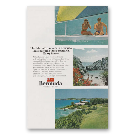 1972 Bermuda Late Summer in Bermuda Vintage Magazine Print Ad