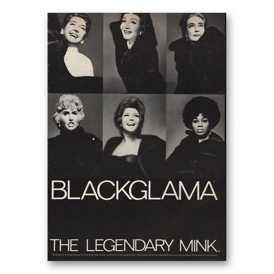 1972 Blackglama The Legendary Mink Vintage Magazine Print Ad