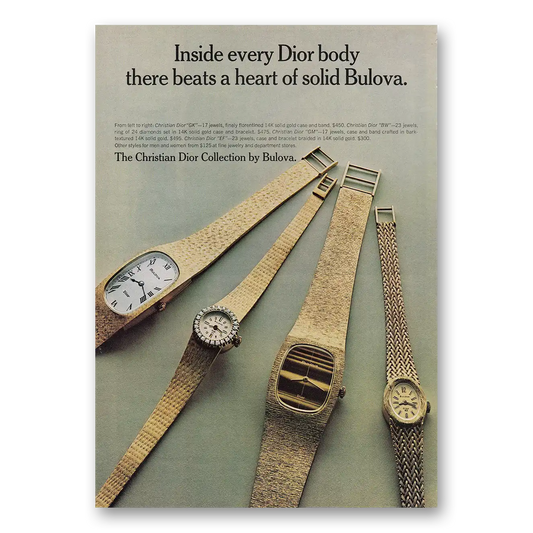 1972 Bulova Watch Inside Every Dior Body Vintage Magazine Print Ad