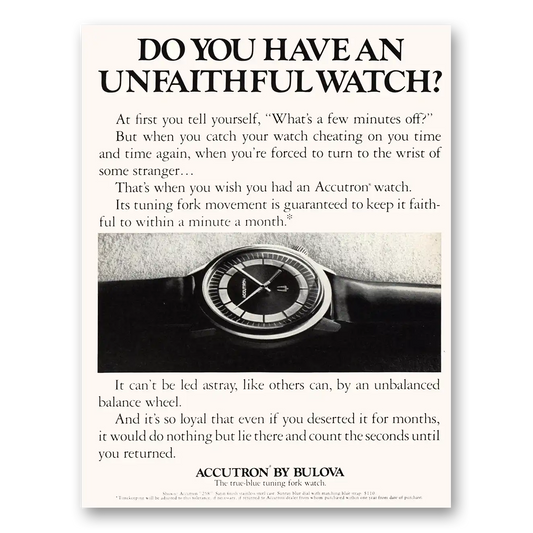 1972 Accutron Watch Do You Have An Unfaithful Watch Vintage Magazine Print Ad