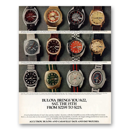 1972 Accutron Watch Brings You 822 Sat the 15th Vintage Magazine Print Ad