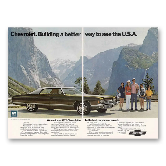 1971 Chevrolet Caprice Building a Better Way Yosemite National Park Vintage Magazine Print Ad