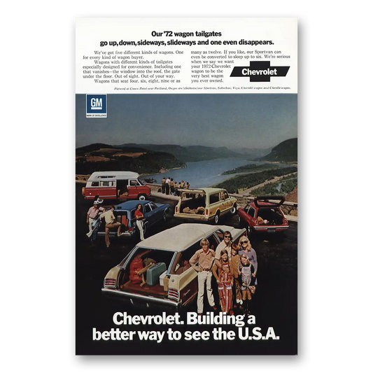 1971 Chevrolet Wagons Wagon Tailgates Up Down Sideways Slideways Vintage Magazine Print Ad