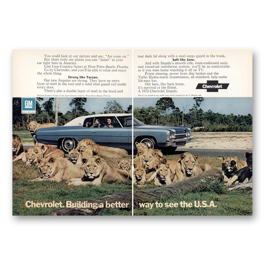 1972 Chevrolet Impala Lion Country Safari West Palm Beach Florida Vintage Magazine Print Ad