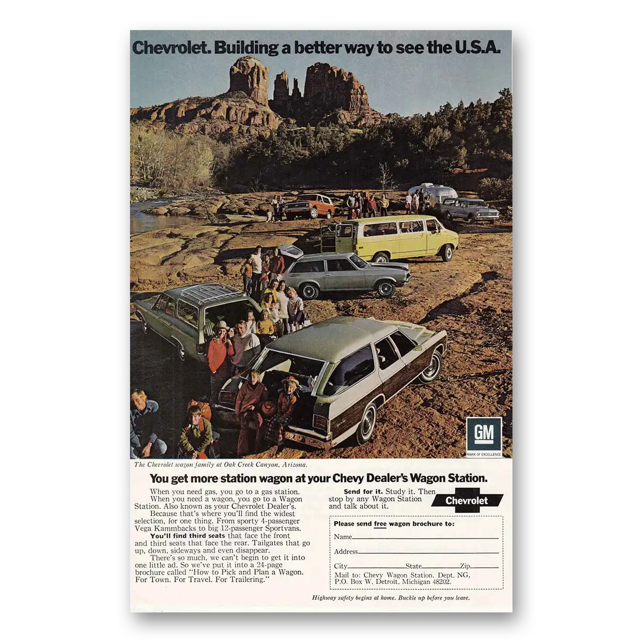 1972 Chevrolet Wagons Oak Creek Canyon Arizona Vintage Magazine Print Ad