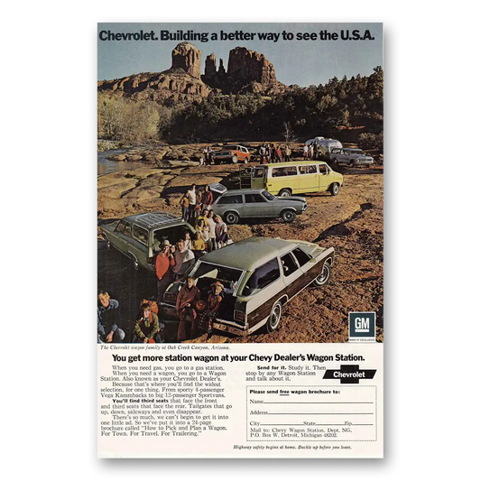 1972 Chevrolet Wagons Oak Creek Canyon Arizona Vintage Magazine Print Ad