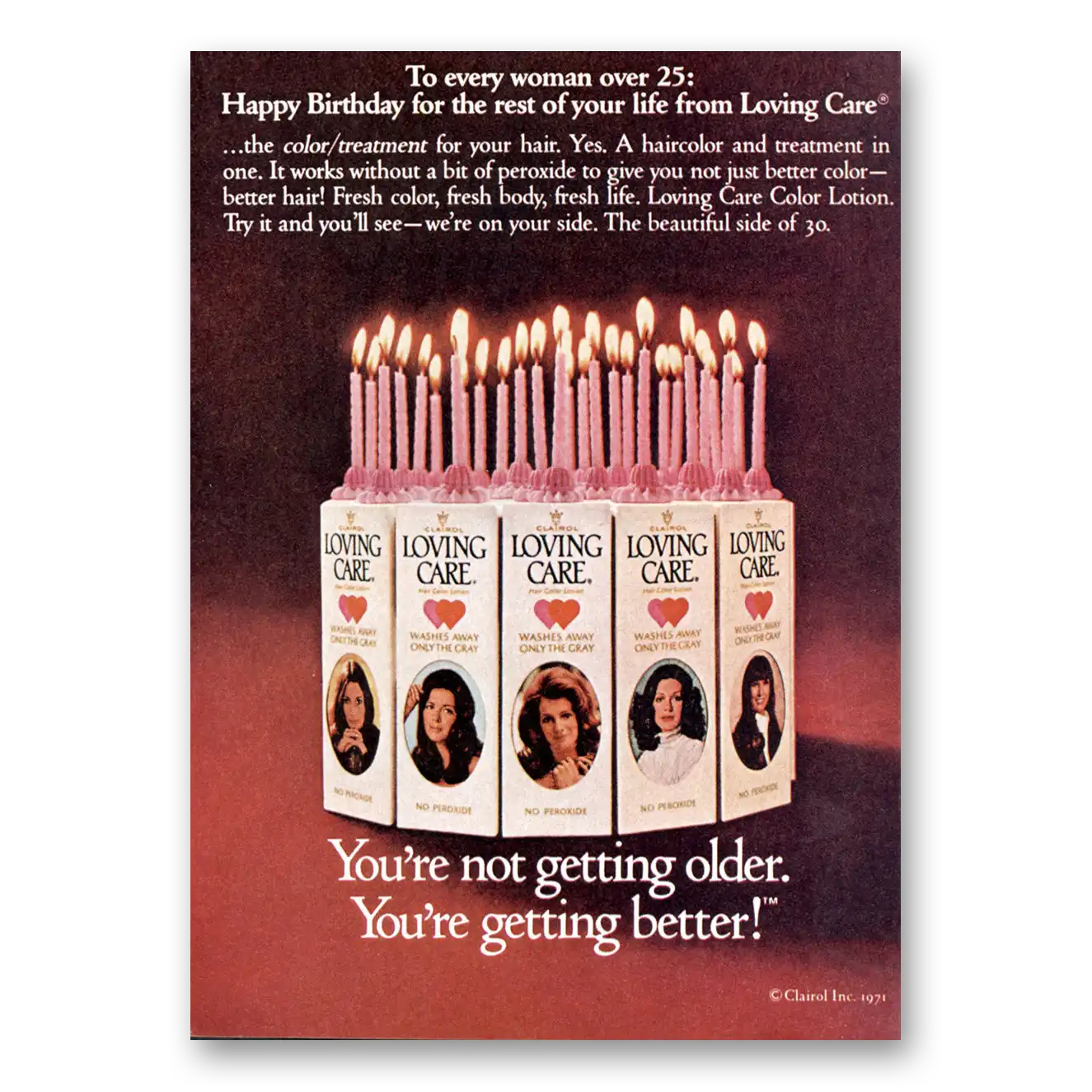 1972 Clairol Loving Care To Every Woman Over 25 Vintage Magazine Print Ad