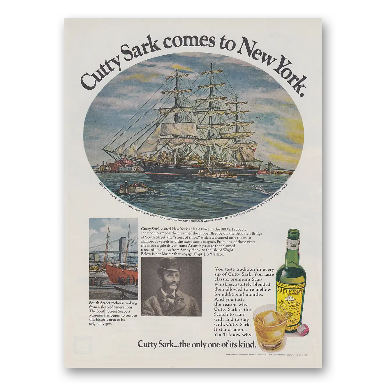 1972 Cutty Sark Comes to New York Vintage Magazine Print Ad